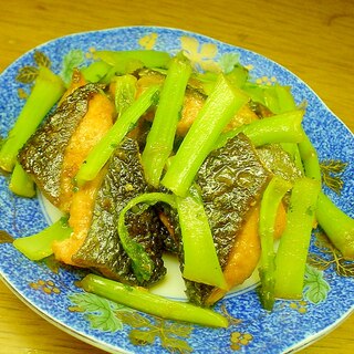 鮭と大根葉の醤油炒め